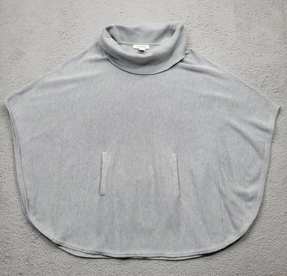 White House Black Market Sweater Womens Medium Gray Knit Front Pocket Bat Wing